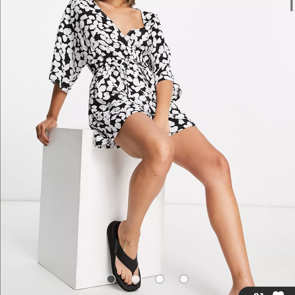 Mango printed romper in mono